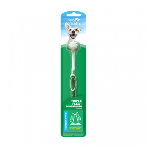 FBTBBL-SM TropiClean Fresh Breath Triple Flex Toothbrush for Small and Medium Dogs 1